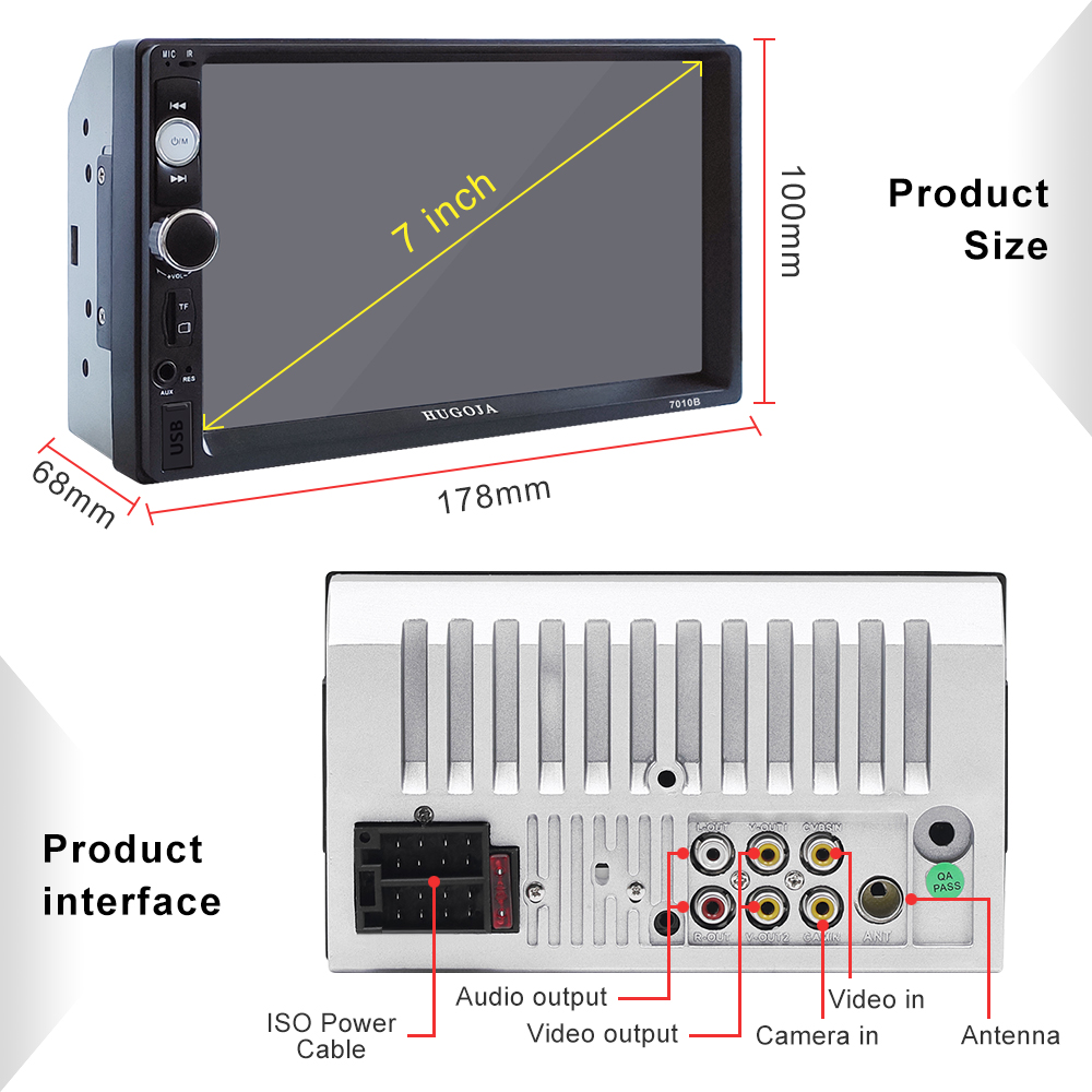 7010B 7" Double Din Touchscreen Car Stereo with Reverse Camera, Bluetooth & PhoneLink - Image 4