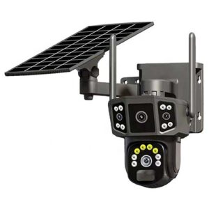 Maddox Solar Triple-Lens Smart Security Camera – Outdoor PTZ Camera with Full-Color Night Vision
