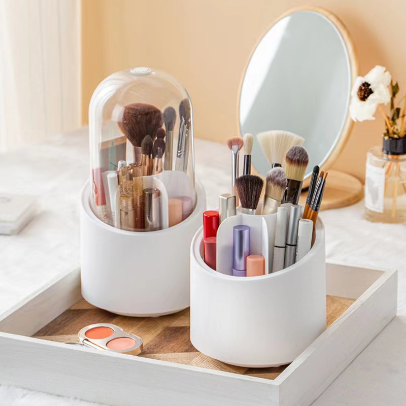 Maddox 360 Rotating Makeup Brush Holder with Clear Dustproof Cover - Image 2