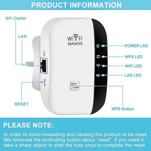 300Mbps Wireless WiFi Repeater Network Signal Booster with LAN Port & WPS - Image 2