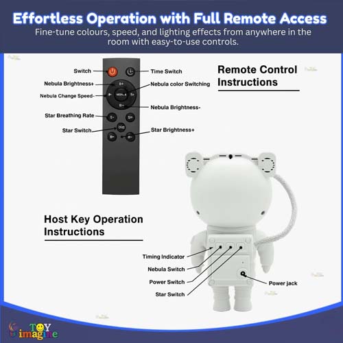 Maddox Astronaut Galaxy Projector – Star & Nebula Night Light with Remote Control - Image 3