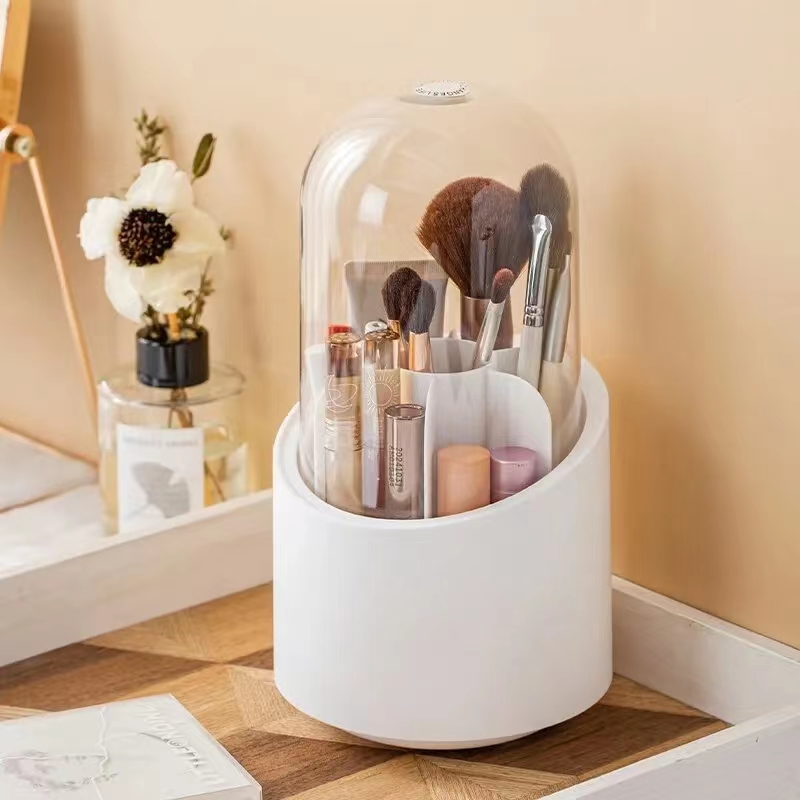 Maddox 360 Rotating Makeup Brush Holder with Clear Dustproof Cover - Image 3