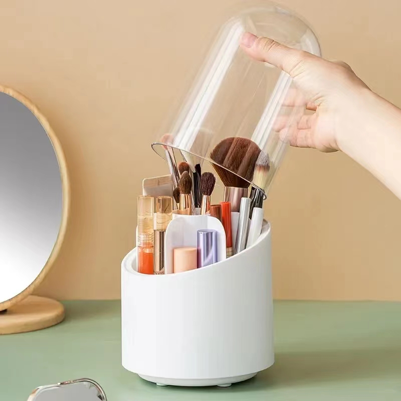 Maddox 360 Rotating Makeup Brush Holder with Clear Dustproof Cover - Image 5