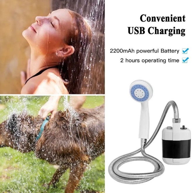 Maddox Portable USB Rechargeable Shower Pump with Handheld Shower Head - Image 6
