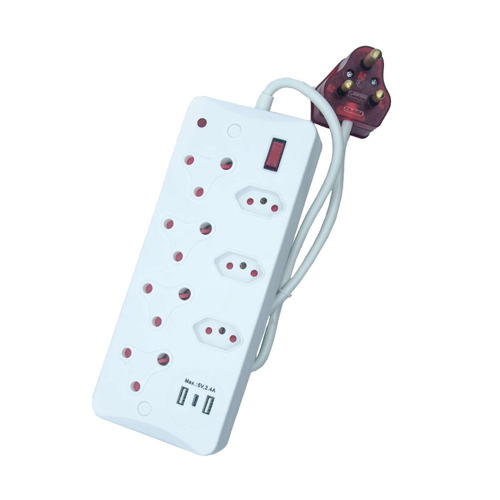 Condere 7-Way Multi-Socket Extension Lead – Surge Protected Adapter with USB & Type-C Ports