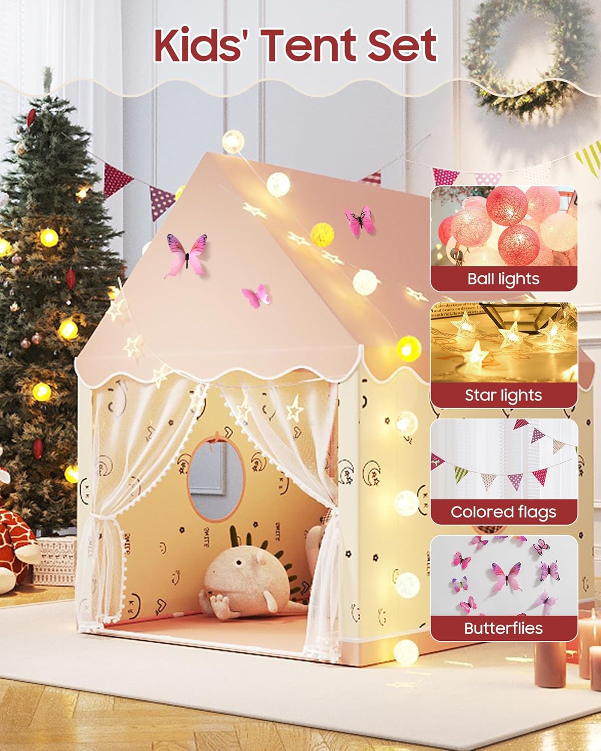 Premium Kids Cottage Play House – Large Indoor & Outdoor Game Tent (120cm x 100cm x 130cm) - Image 2