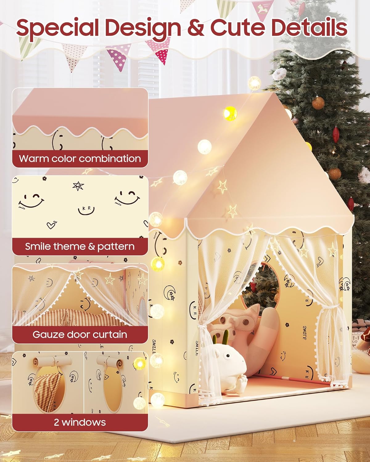 Premium Kids Cottage Play House – Large Indoor & Outdoor Game Tent (120cm x 100cm x 130cm) - Image 3