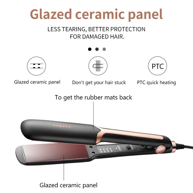 Sokany Professional Wide Plate Hair Straightener – Max Ceramic Flat Iron - Image 5