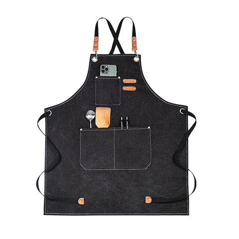 Premium Heavy-Duty Canvas Barista Apron – Cross-Back Work Apron with Utility Pockets
