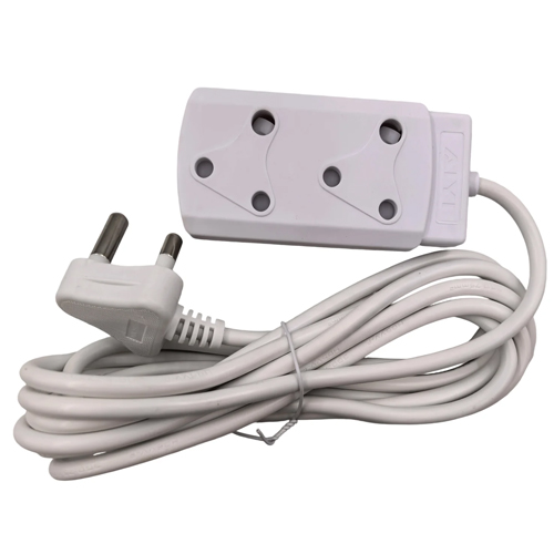 AIYI 5M Heavy Duty Extension Cord Lead – 2-Way South African Adapter (White)