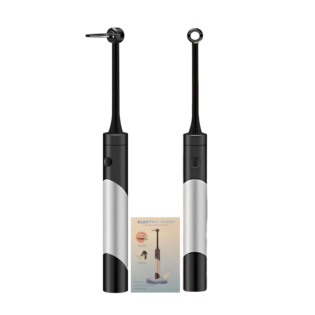 Premium Rechargeable Electric Dental Flosser & Tooth Stain Remover - Black