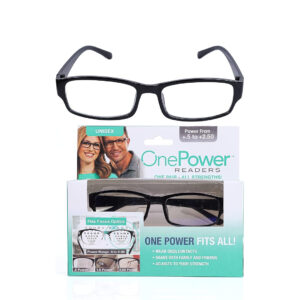 OnePower Auto-Adjusting Reading Glasses with Flex Focus Optics (+0.50 to +2.50) – Unisex Black