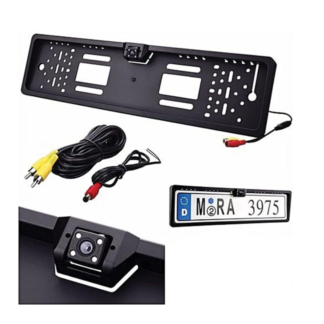 EU Car License Plate Holder with Integrated Rear View Backup Camera – Waterproof IP68