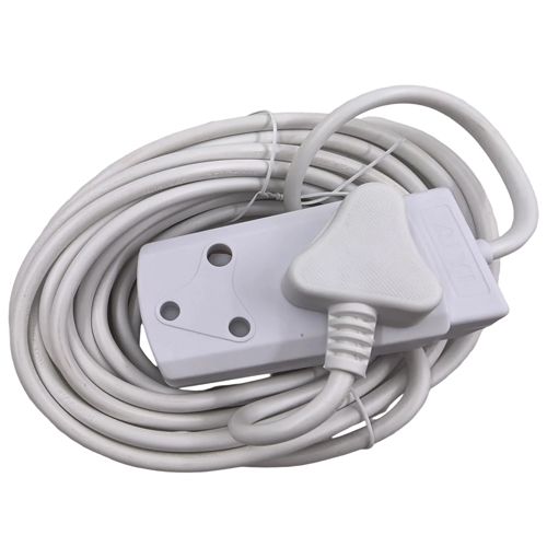 AIYI 10M Heavy Duty Extension Cord Lead – 2-Way South African Adapter (White)