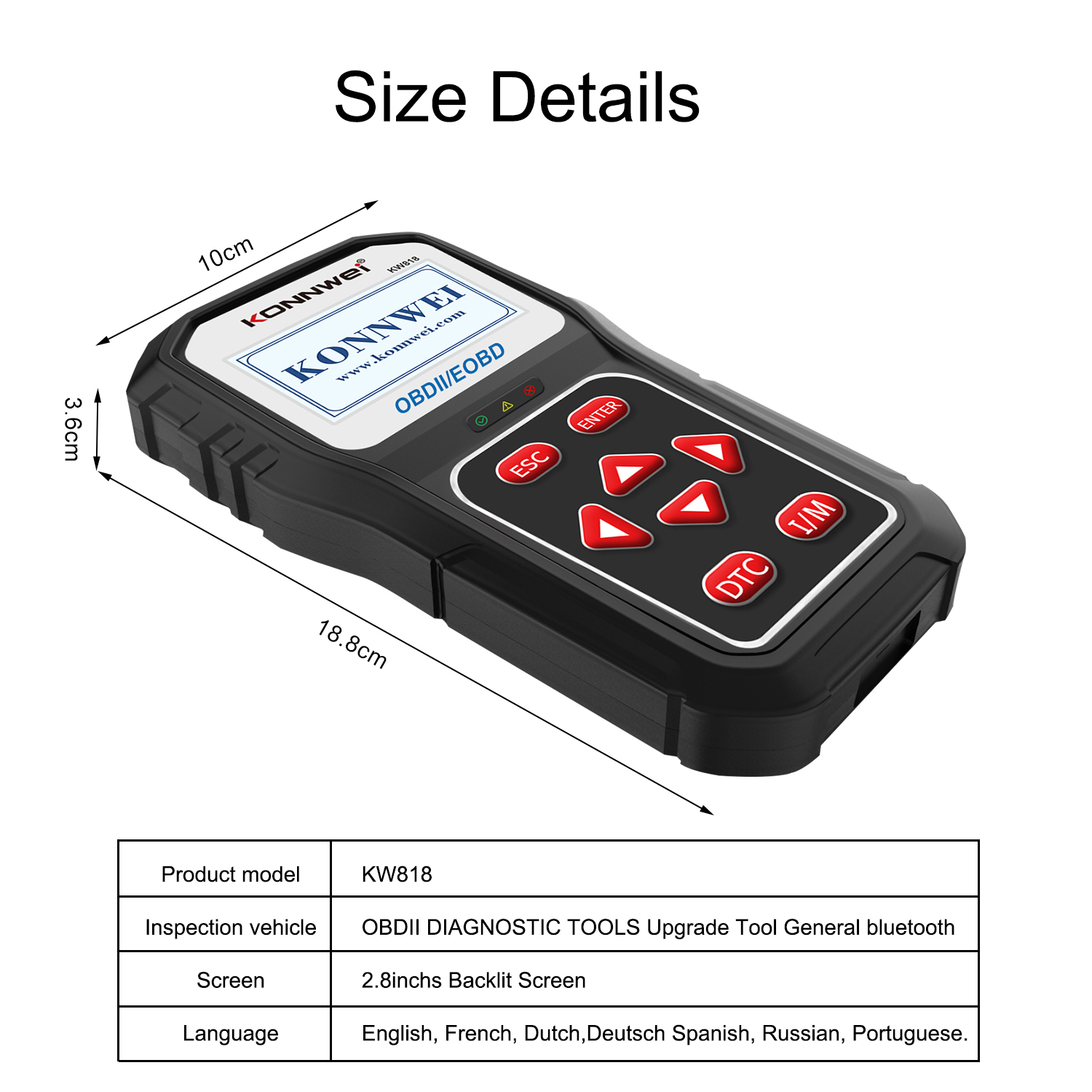 Konnwei KW818 Professional OBDII/EOBD Car Diagnostic Scanner – Automotive Engine Fault Code Reader - Image 2
