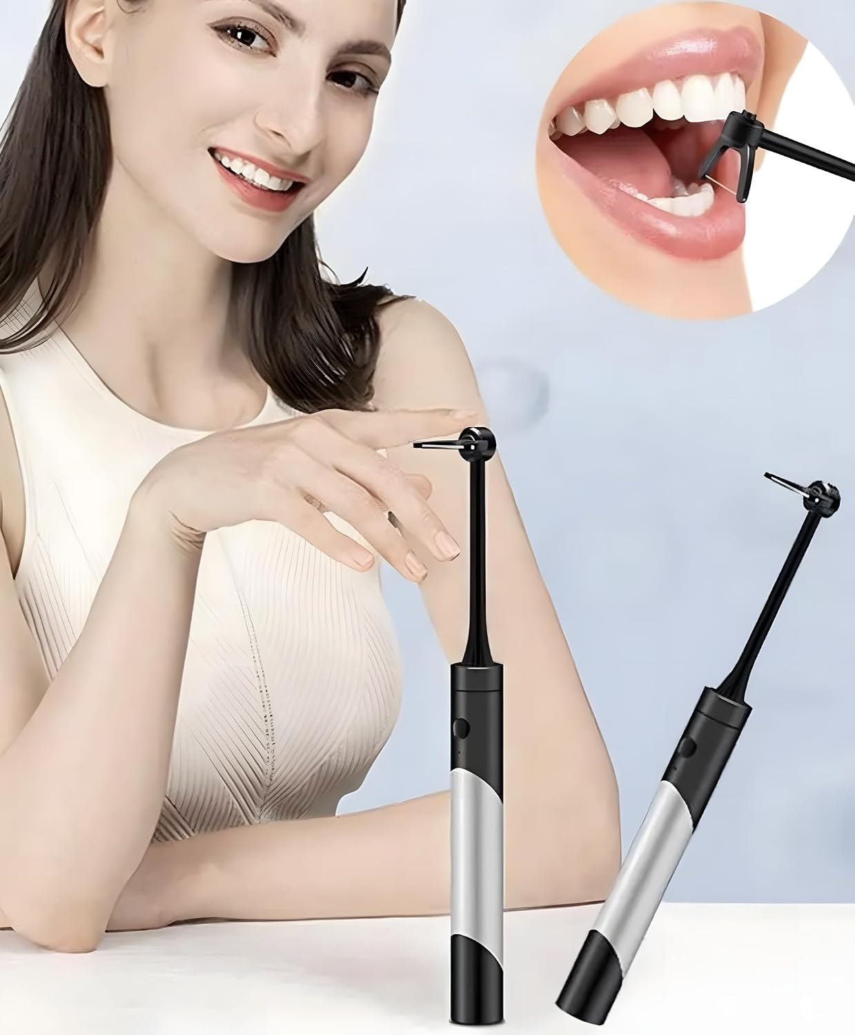 Premium Rechargeable Electric Dental Flosser & Tooth Stain Remover - Black - Image 2