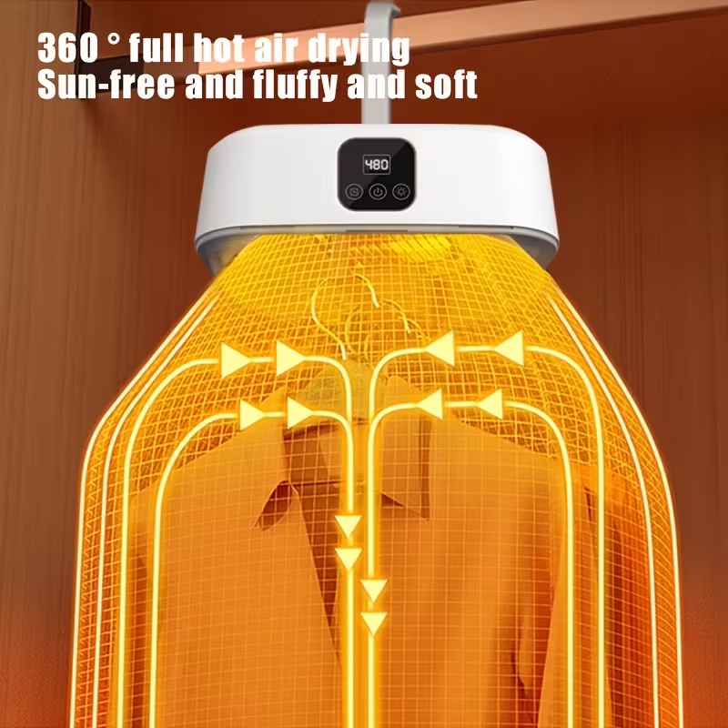 Portable Hanging Electric Clothes Dryer Bag with Intelligent Digital Timer – White - Image 2