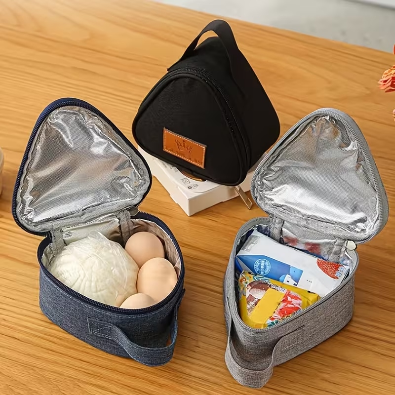 Mini Triangular Insulated Lunch Bag with Foil Lining & Top Handle - Image 2