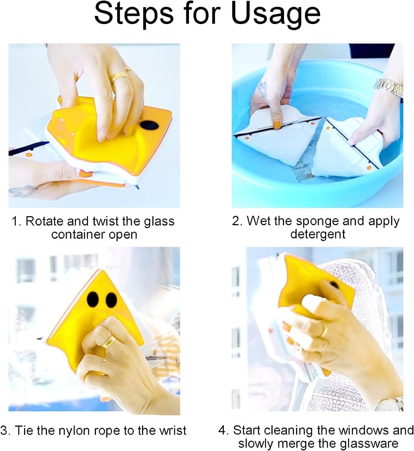 Magnetic Double-Sided Window Cleaner – Triangular Glass Surface Wiper & Glazing Sponge - Image 3