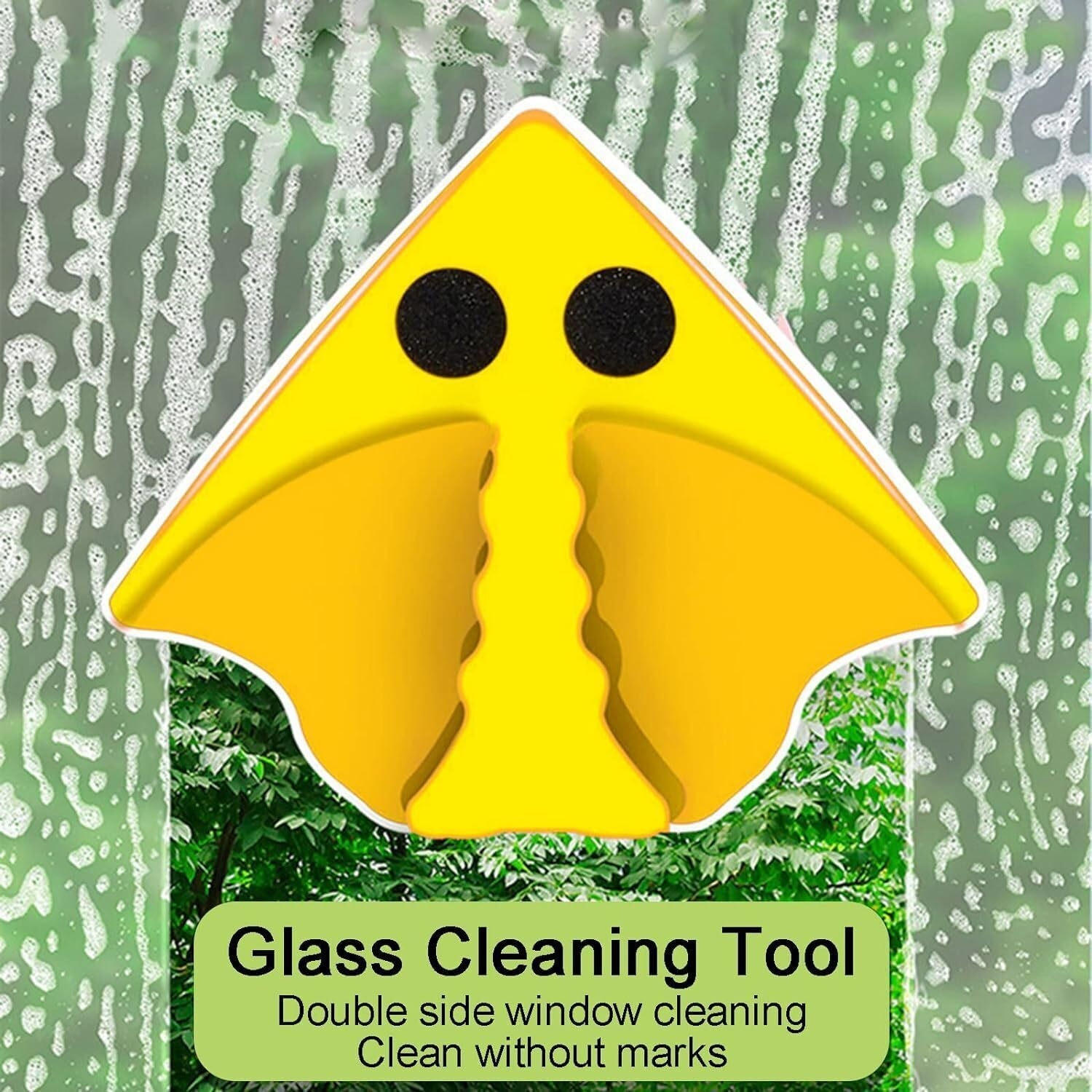 Magnetic Double-Sided Window Cleaner – Triangular Glass Surface Wiper & Glazing Sponge - Image 4