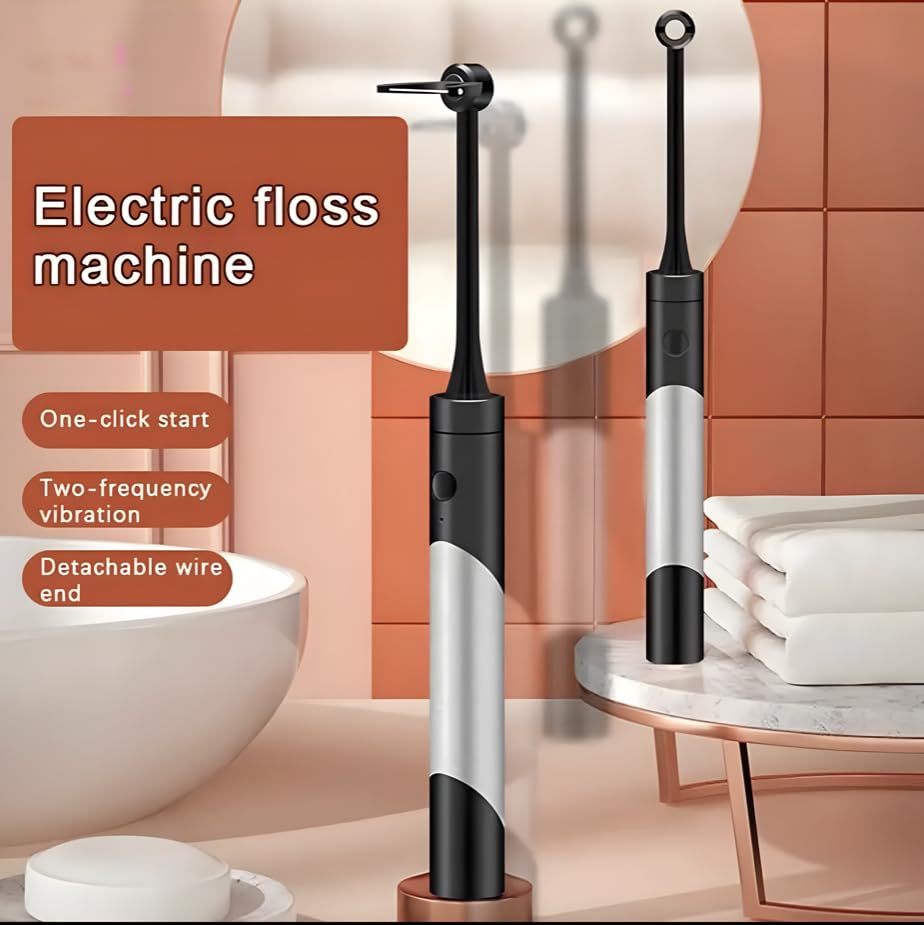 Premium Rechargeable Electric Dental Flosser & Tooth Stain Remover - Black - Image 4