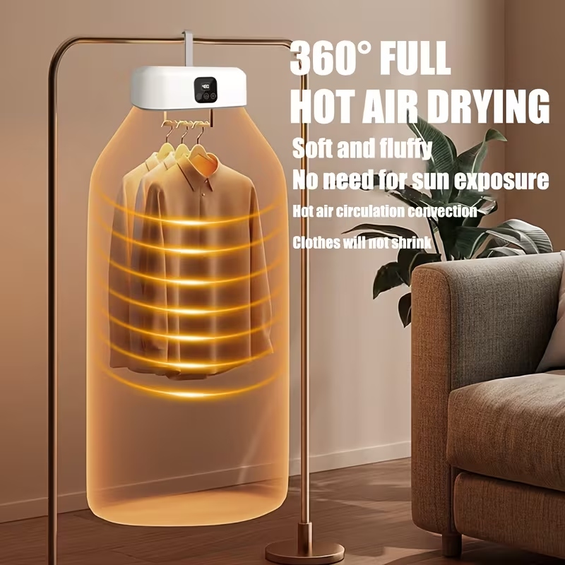 Portable Hanging Electric Clothes Dryer Bag with Intelligent Digital Timer – White - Image 4