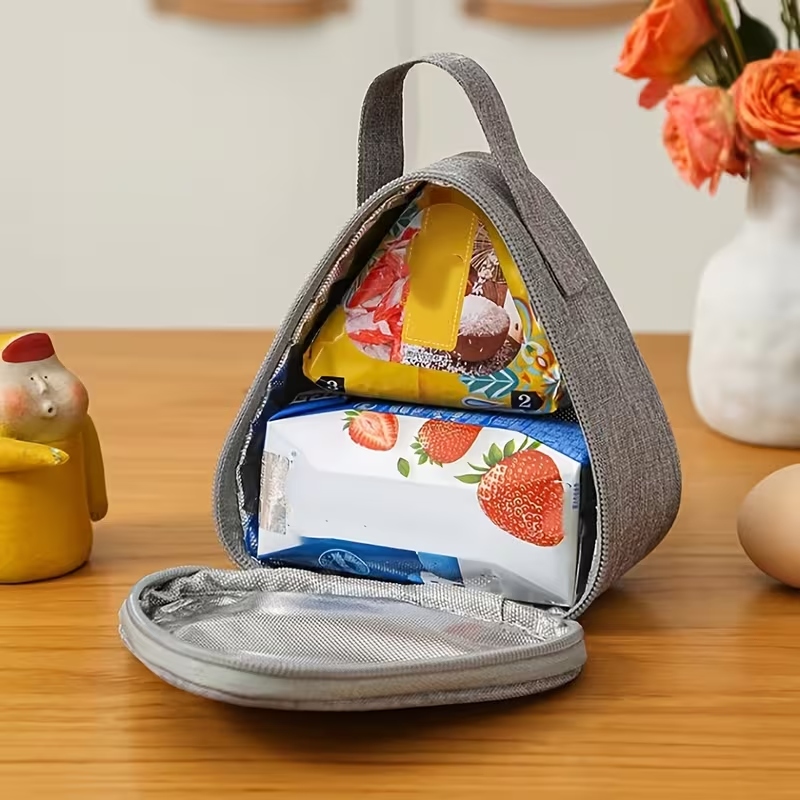 Mini Triangular Insulated Lunch Bag with Foil Lining & Top Handle - Image 3
