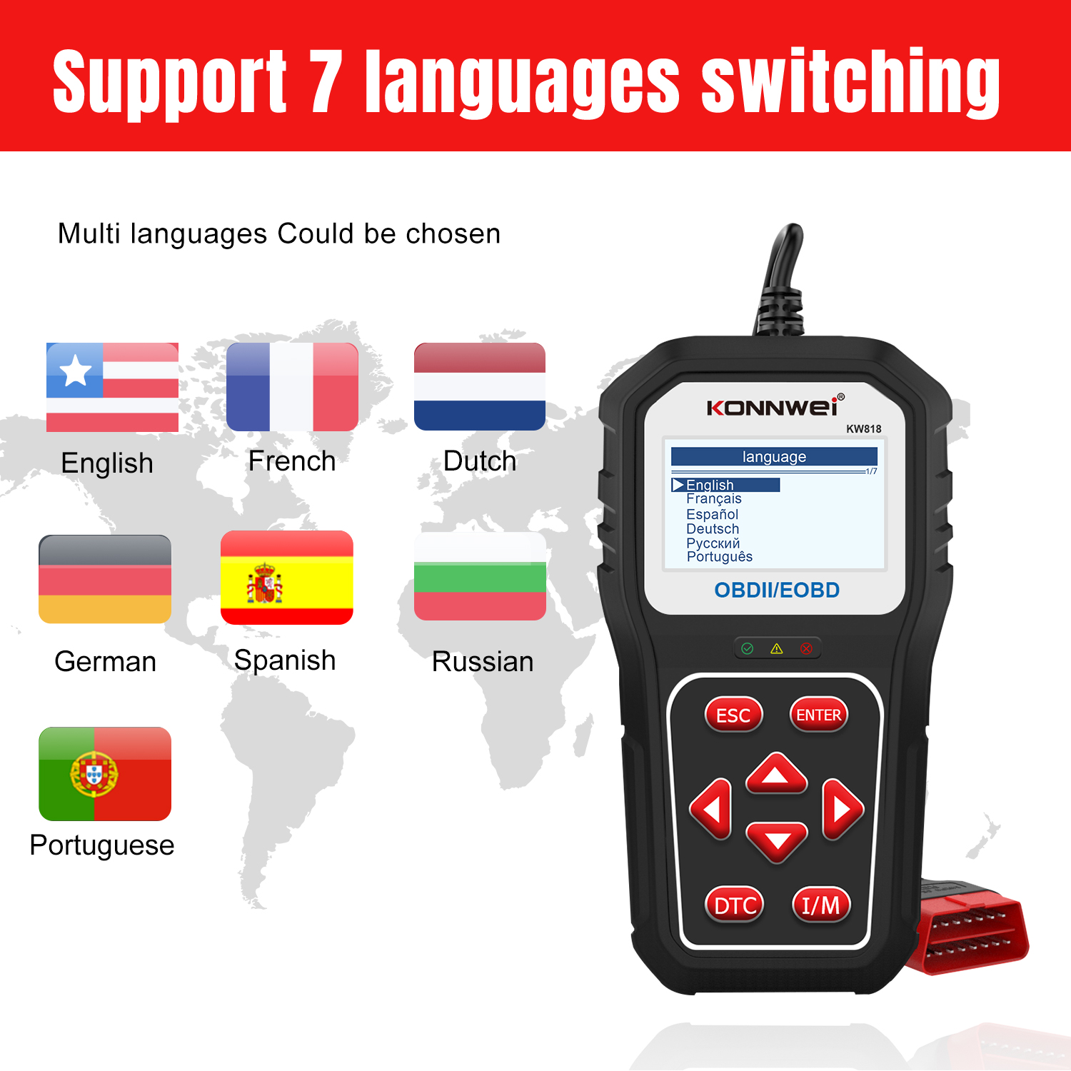 Konnwei KW818 Professional OBDII/EOBD Car Diagnostic Scanner – Automotive Engine Fault Code Reader - Image 5