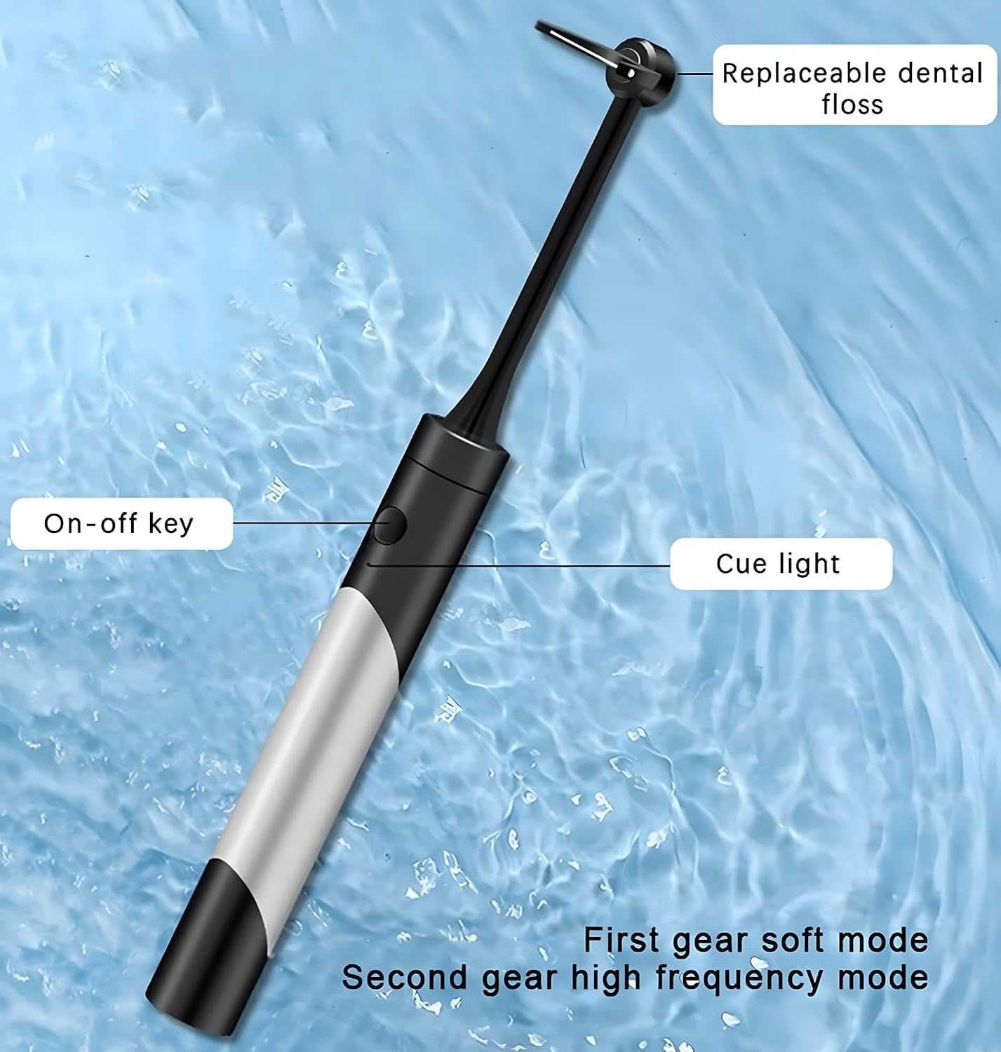 Premium Rechargeable Electric Dental Flosser & Tooth Stain Remover - Black - Image 5
