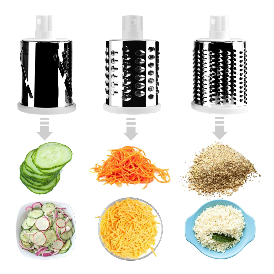 3-in-1 Rotary Tabletop Drum Grater, Vegetable Slicer & Manual Cheese Shredder - Green - Image 4