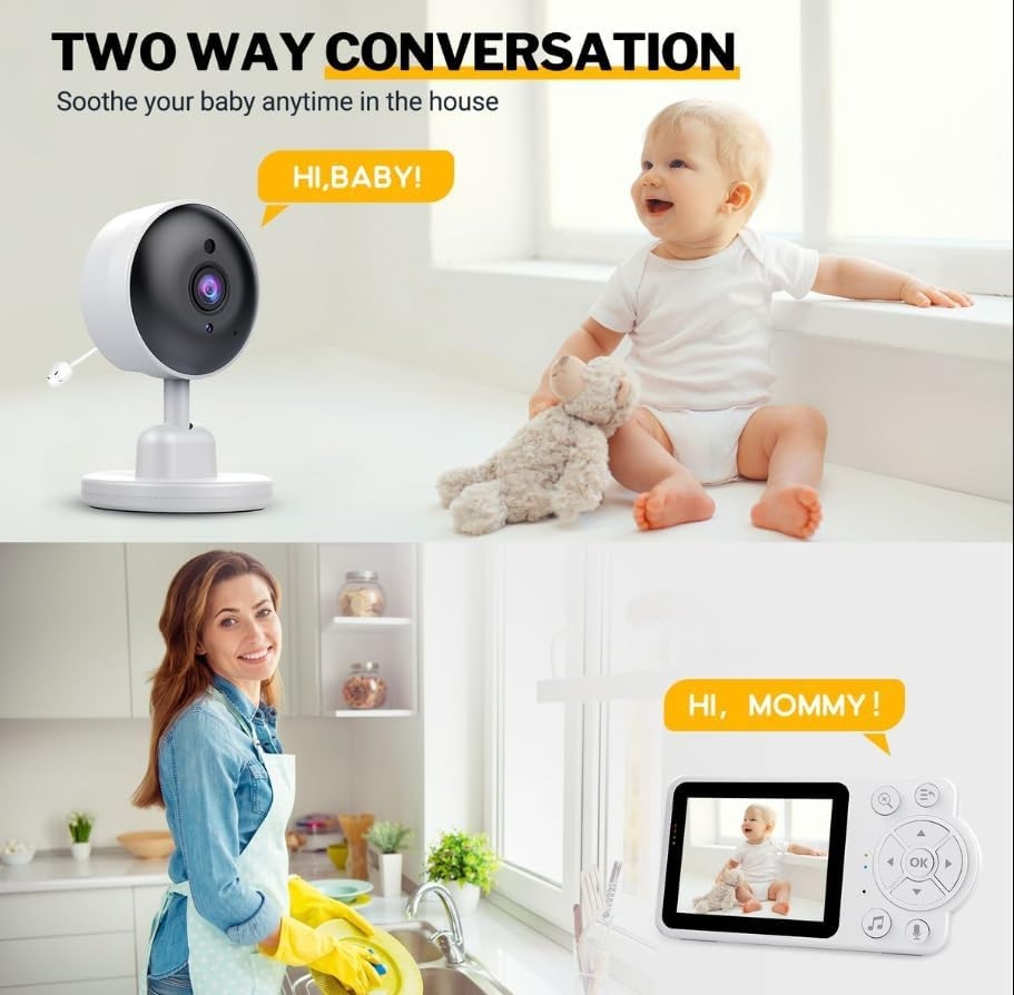 2.8-Inch Wireless Video Baby Monitor with 2600mAh Battery & Two-Way Audio - Image 5
