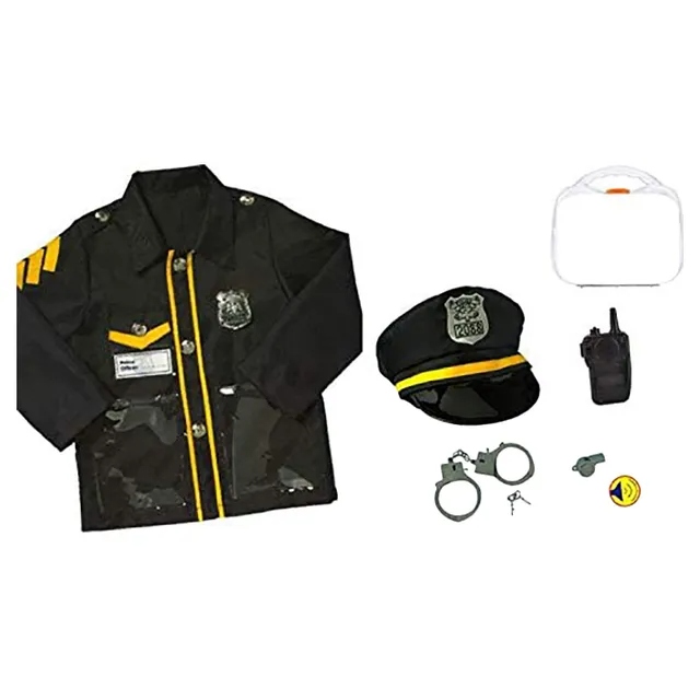 Kids Police Officer Costume Role Play Set - Children Dress Up Pretend Play Kit with Accessories