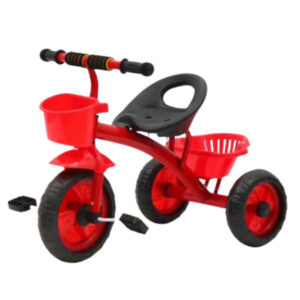 Kids Outdoor Three-Wheel Tricycle with Front & Rear Storage Baskets - Children's First Ride-On Toy Bike