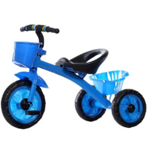 Kids Outdoor Three-Wheel Tricycle with Front & Rear Storage Baskets - Children's First Ride-On Toy Bike
