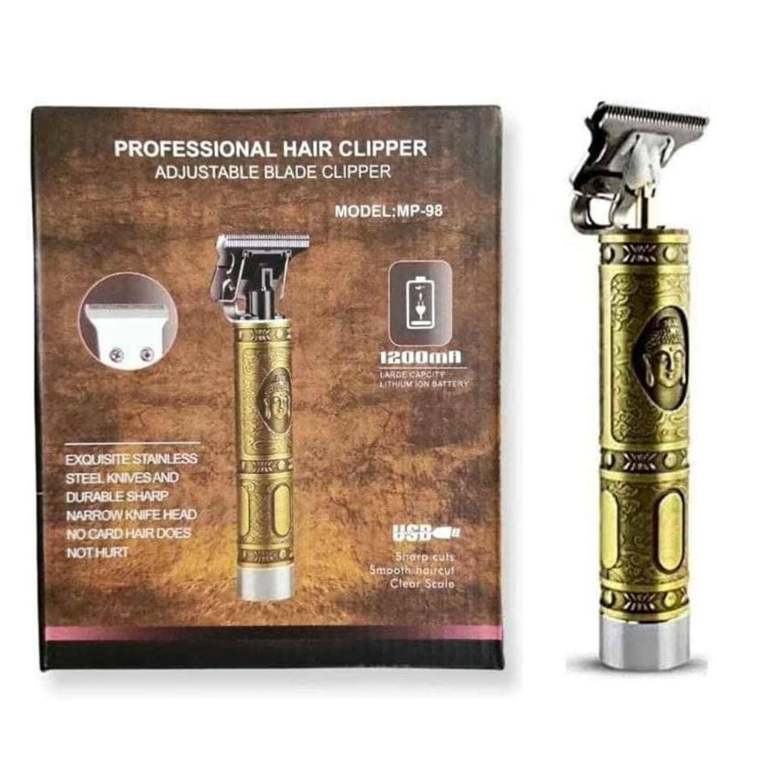Professional Vintage T-Blade Hair Clipper & Trimmer - Rechargeable Cordless Detail Beard Shaver (Gold)