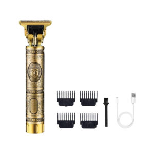 Vintage T9 Professional Hair Trimmer - Cordless Rechargeable Precision T-Blade Clipper (Gold/Bronze)