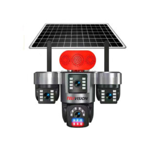 6K Ultra HD 3-Lens Solar Powered Outdoor Security Camera - 4G LTE AOV 24H Recording with Alarm Light & Full-Color Night Vision