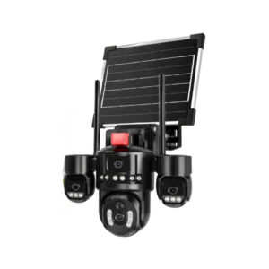 AI Solar Outdoor Security Camera - 4G 3PTZ Multi-Camera Surveillance System with Solar Panel & Warm Full-Color Night Vision