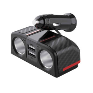 Dual Car Cigarette Lighter Socket Adapter and USB Charger Splitter
