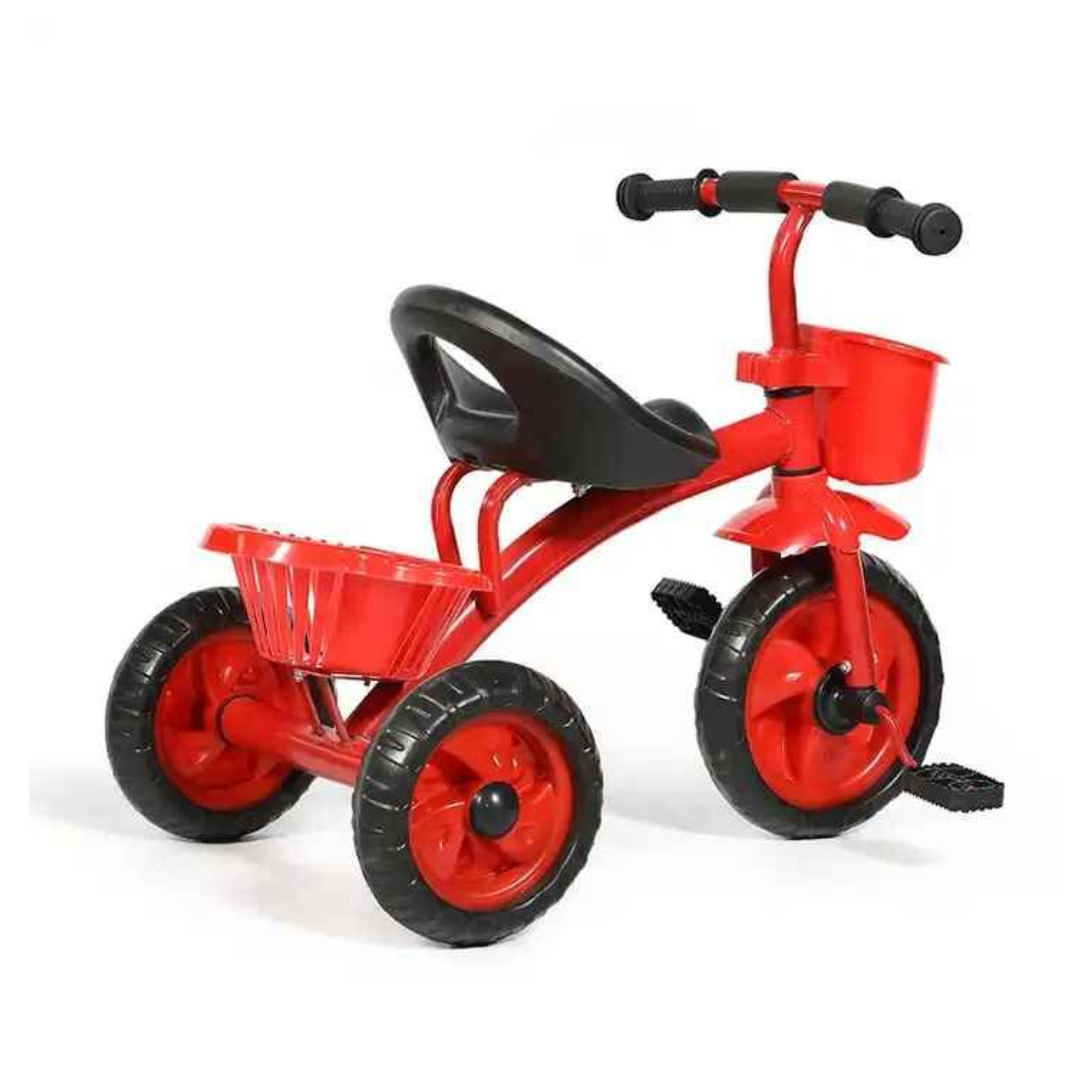 Kids Outdoor Three-Wheel Tricycle with Front & Rear Storage Baskets - Children's First Ride-On Toy Bike - Image 2