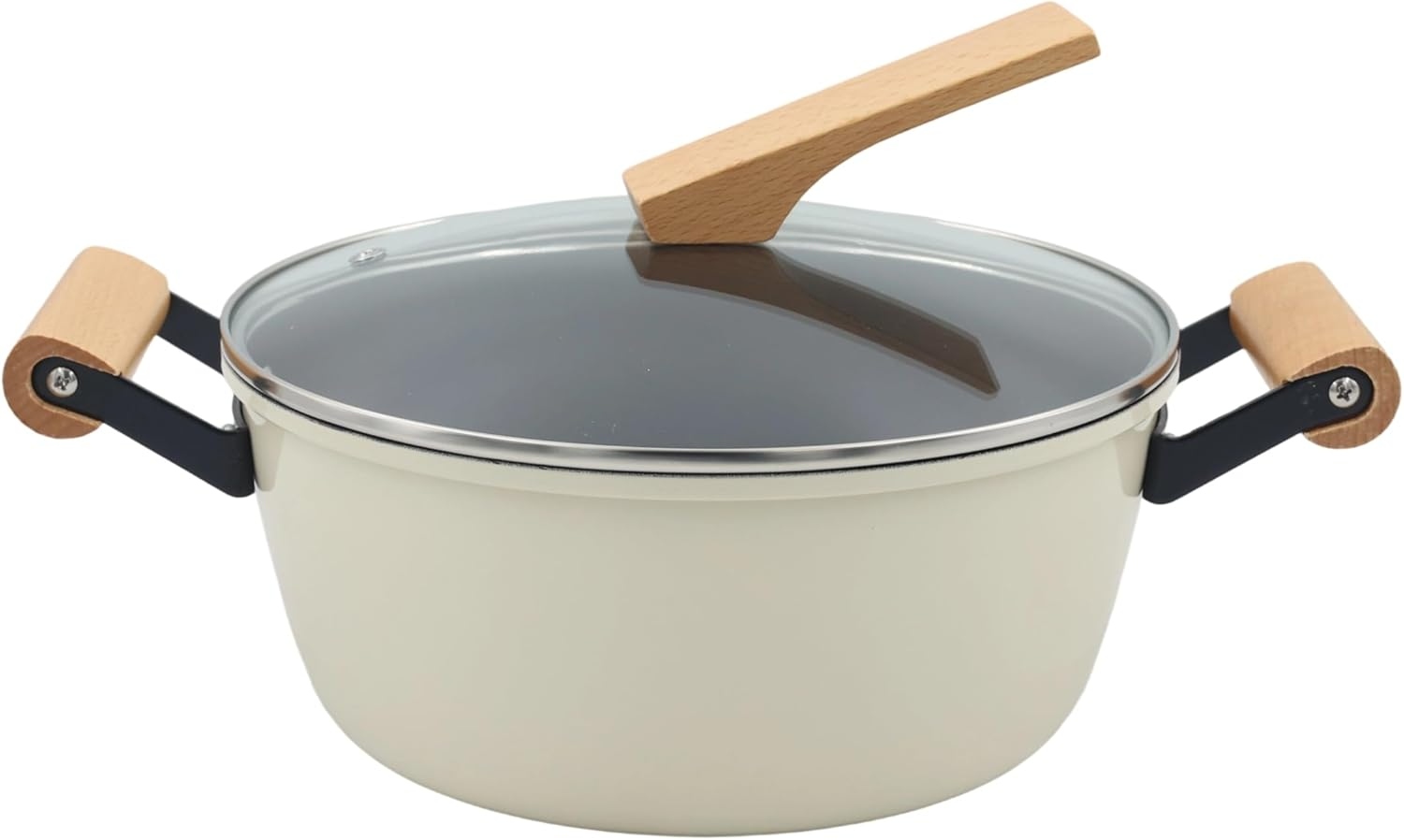 AIYI 7-Piece Refined Iron Non-Stick Cookware Set - Premium Pots, Saucepan & Frying Pans Kit (Wooden Accents) - Image 2