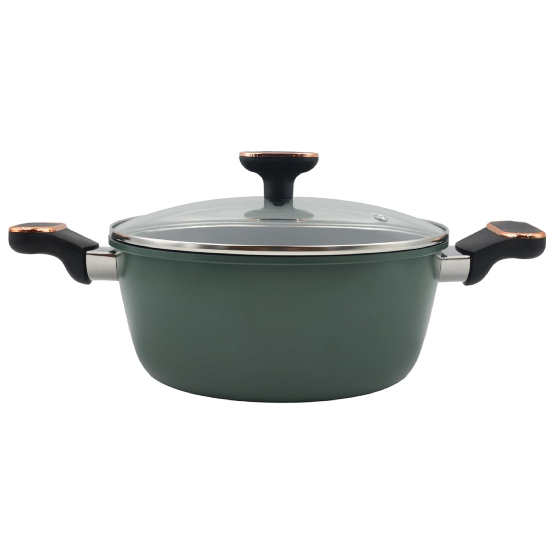 AIYI 5-Piece Refined Iron Non-Stick Cookware Set - Premium Kitchen Pots & Frying Pan Kit (Dark Green - Image 2