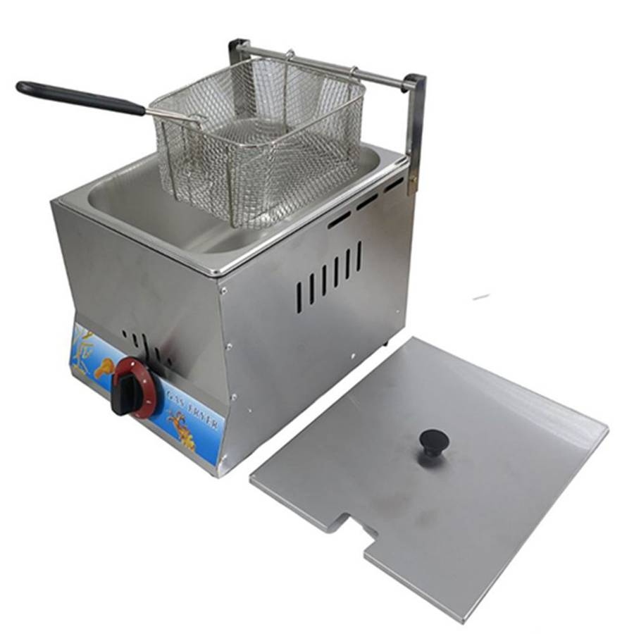 6L Single-Tank Commercial Gas Deep Fryer - Countertop Stainless Steel LPG Chip & Chicken Fryer - Image 2