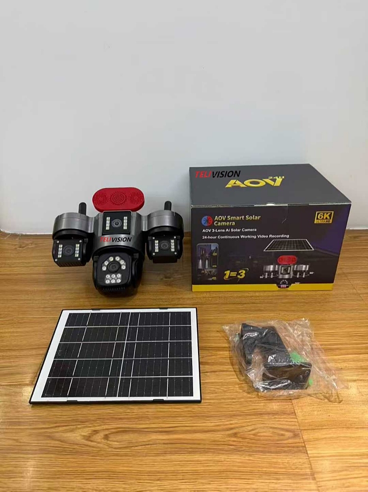 6K Ultra HD 3-Lens Solar Powered Outdoor Security Camera - 4G LTE AOV 24H Recording with Alarm Light & Full-Color Night Vision - Image 2