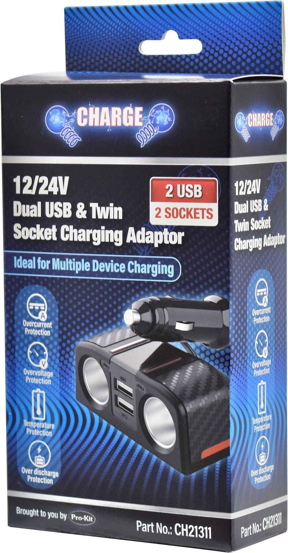 Dual Car Cigarette Lighter Socket Adapter and USB Charger Splitter - Image 3