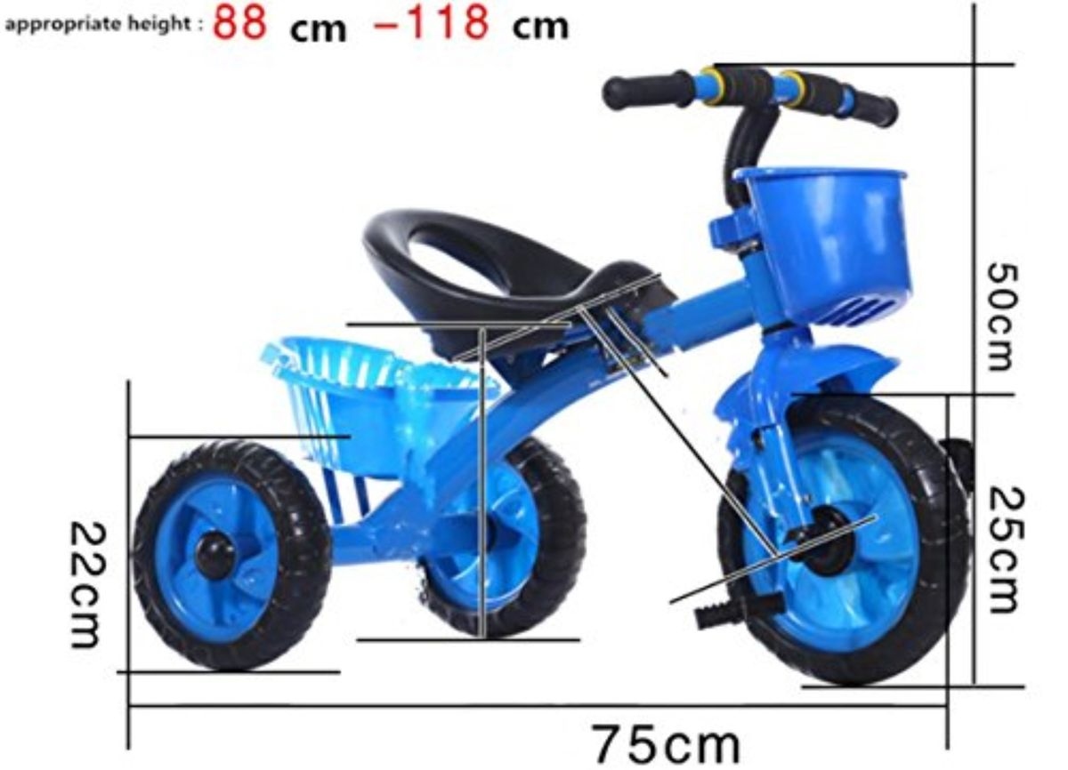 Kids Outdoor Three-Wheel Tricycle with Front & Rear Storage Baskets - Children's First Ride-On Toy Bike - Image 3