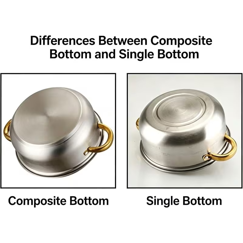Premium 12-Piece Stainless Steel Cookware Set - Luxury Kitchen Pots, Frying Pan & Stovetop Kettle Kit (Gold Accents) - Image 2