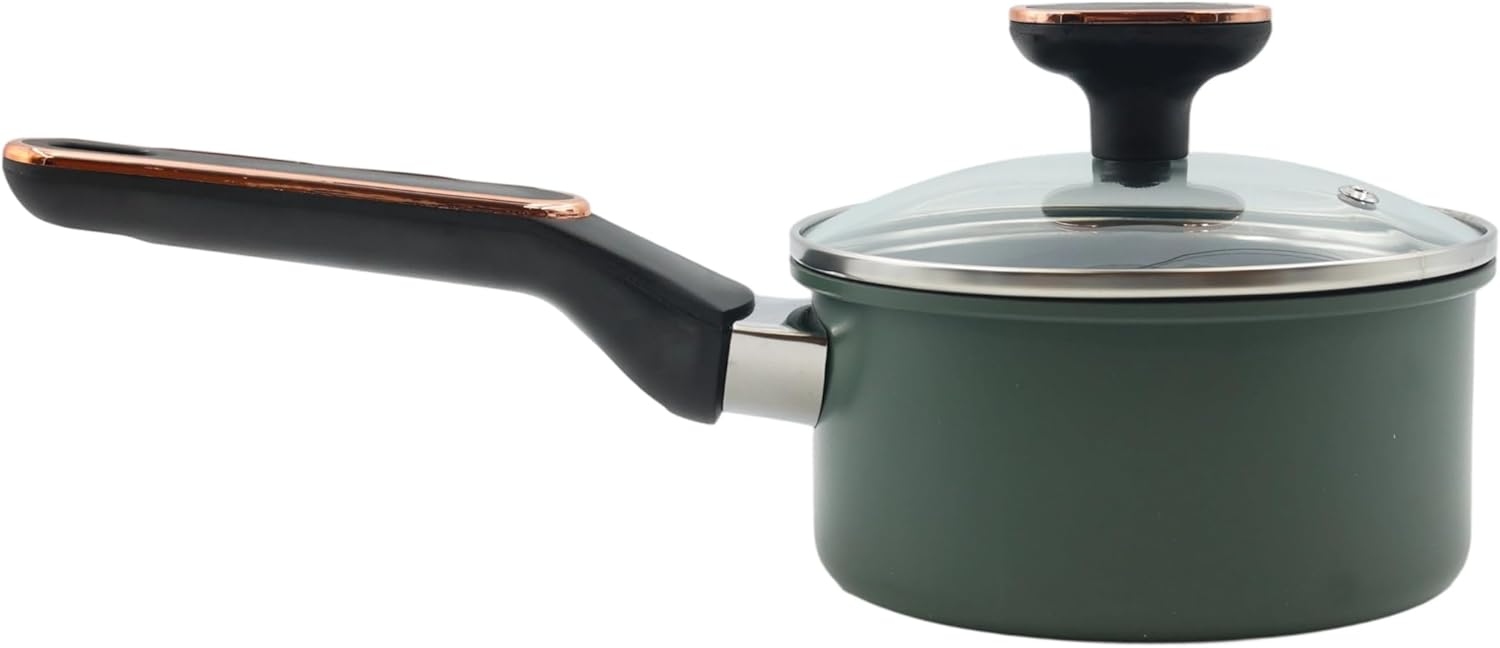 AIYI 5-Piece Refined Iron Non-Stick Cookware Set - Premium Kitchen Pots & Frying Pan Kit (Dark Green - Image 3