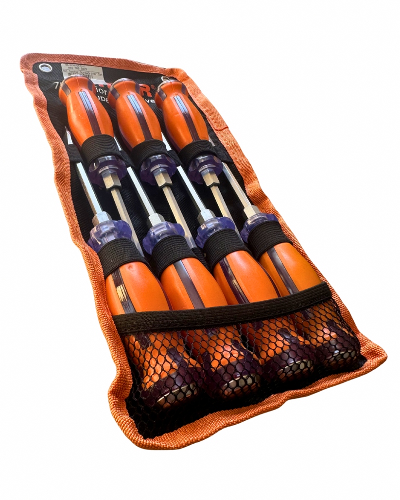 FONTOR 7-Piece Senior Screwdriver Set - Professional Flathead & Phillips Mechanics Hand Tool Kit with Wall-Hanging Storage Pouch - Image 3