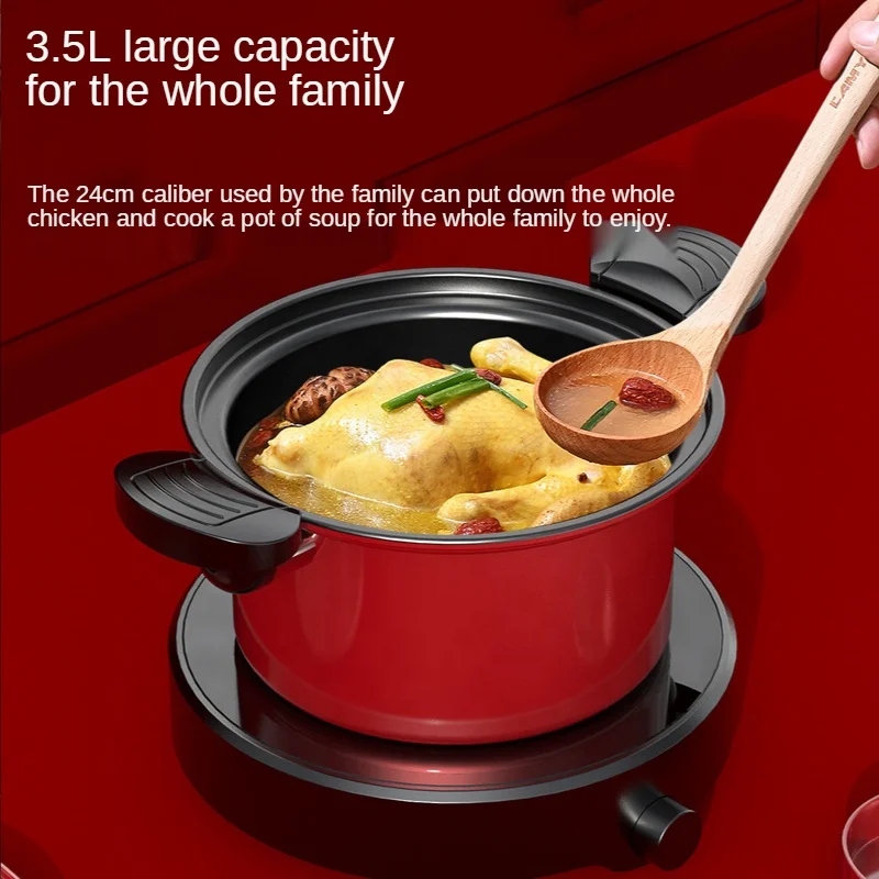 28cm Non-Stick Micro Pressure Stew Pot - Low-Pressure Cooking Casserole Pot with Locking Handles (Assorted Colors) - Image 4